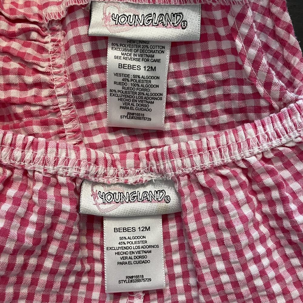 Youngland Seersucker Gingham Ladybug dress and bubble bottoms Size 12M - Picture 5 of 10